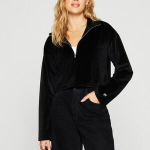 Fabletics Plush Rib Half Zip Sweatshirt Black